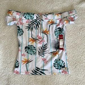 Off shoulder zip guess shirt